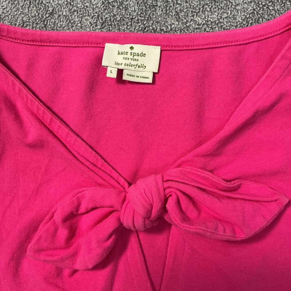 Kate Spade New York Pink Sleeveless Bow Neck Keyhole Tank Top L - Picture 2 of 6